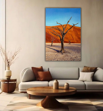 Silent Desert: Impressionist Deadvlei Namibia Dunes Canvas Art Print