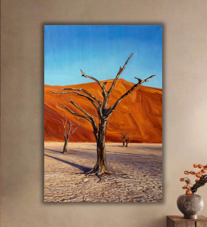 Silent Desert: Impressionist Deadvlei Namibia Dunes Canvas Art Print