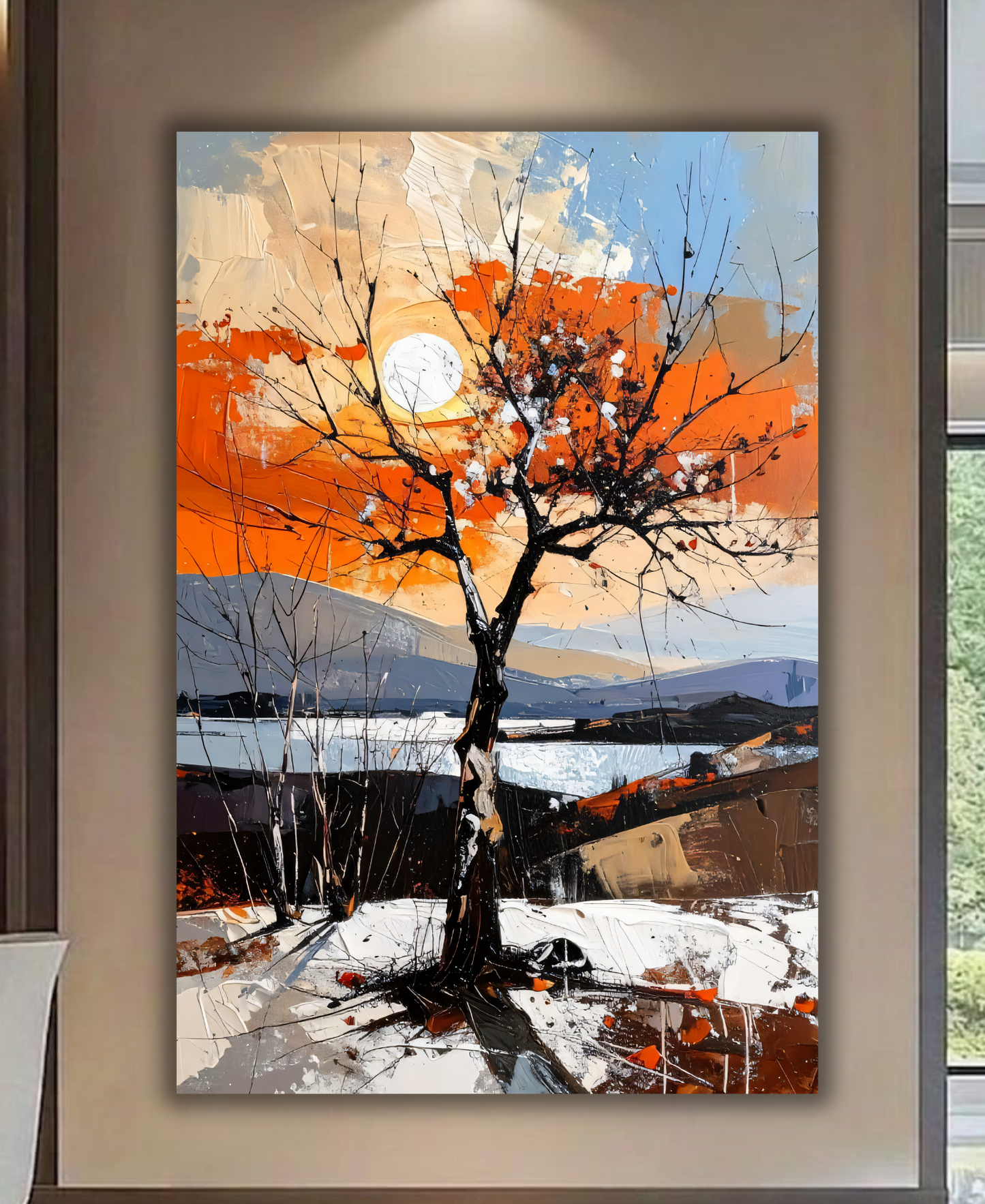 Autumn Solitude: Expressionist Landscape Canvas Art Print