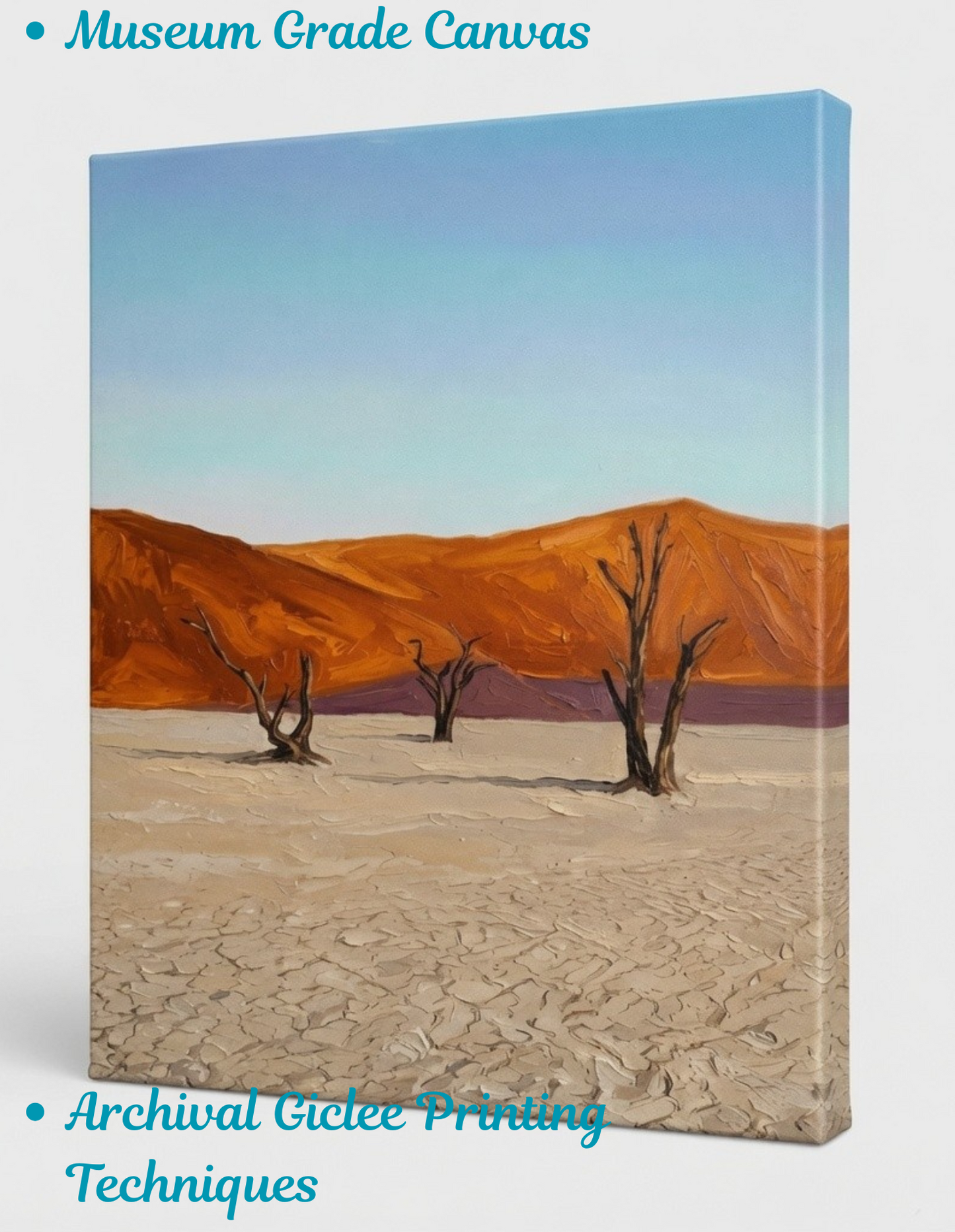Deadvlei Echoes: High-Texture Namib Desert Abstract Landscape Canvas Print