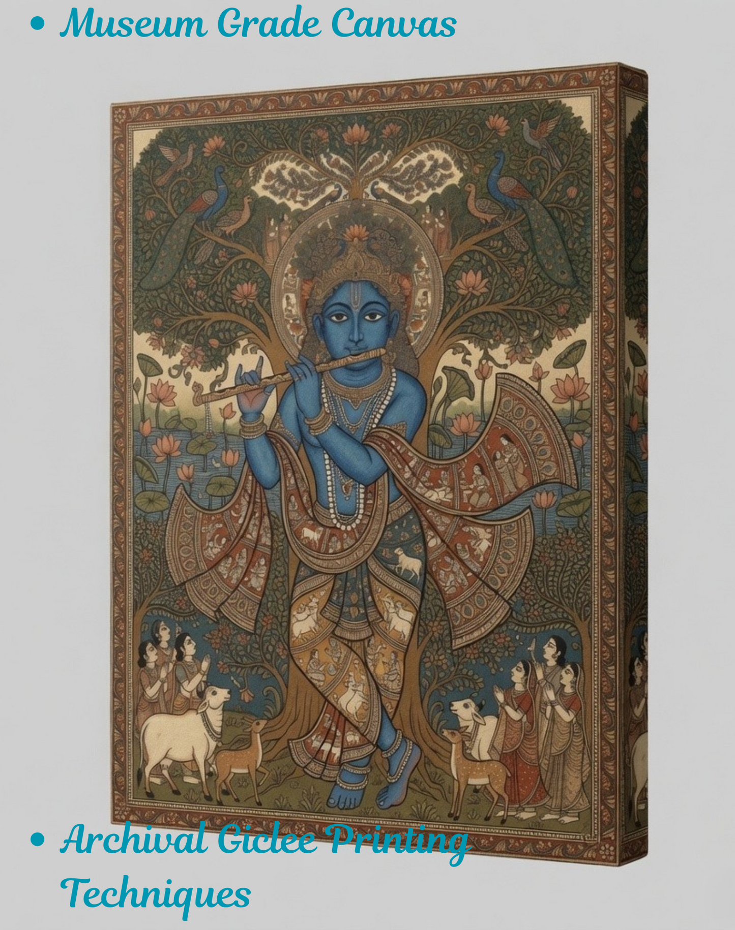 Vrindavan Symphony: Traditional Pichwai-Inspired Lord Krishna Canvas Art Print