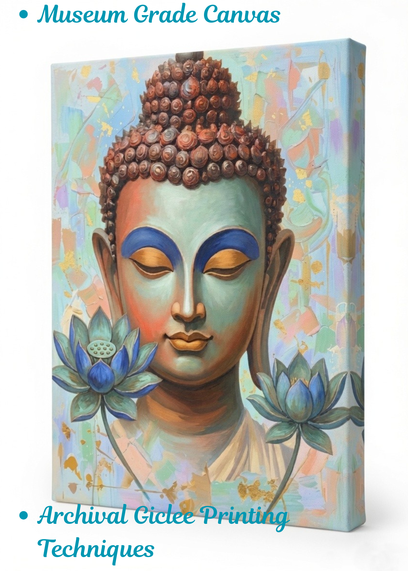 Cobalt Lotus Serenity: Premium Textured Expressionist Buddha Canvas Print