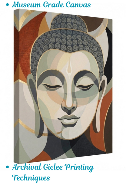 Serenity in Form: Minimalist Terracotta and Sage Buddha Face Wall Art