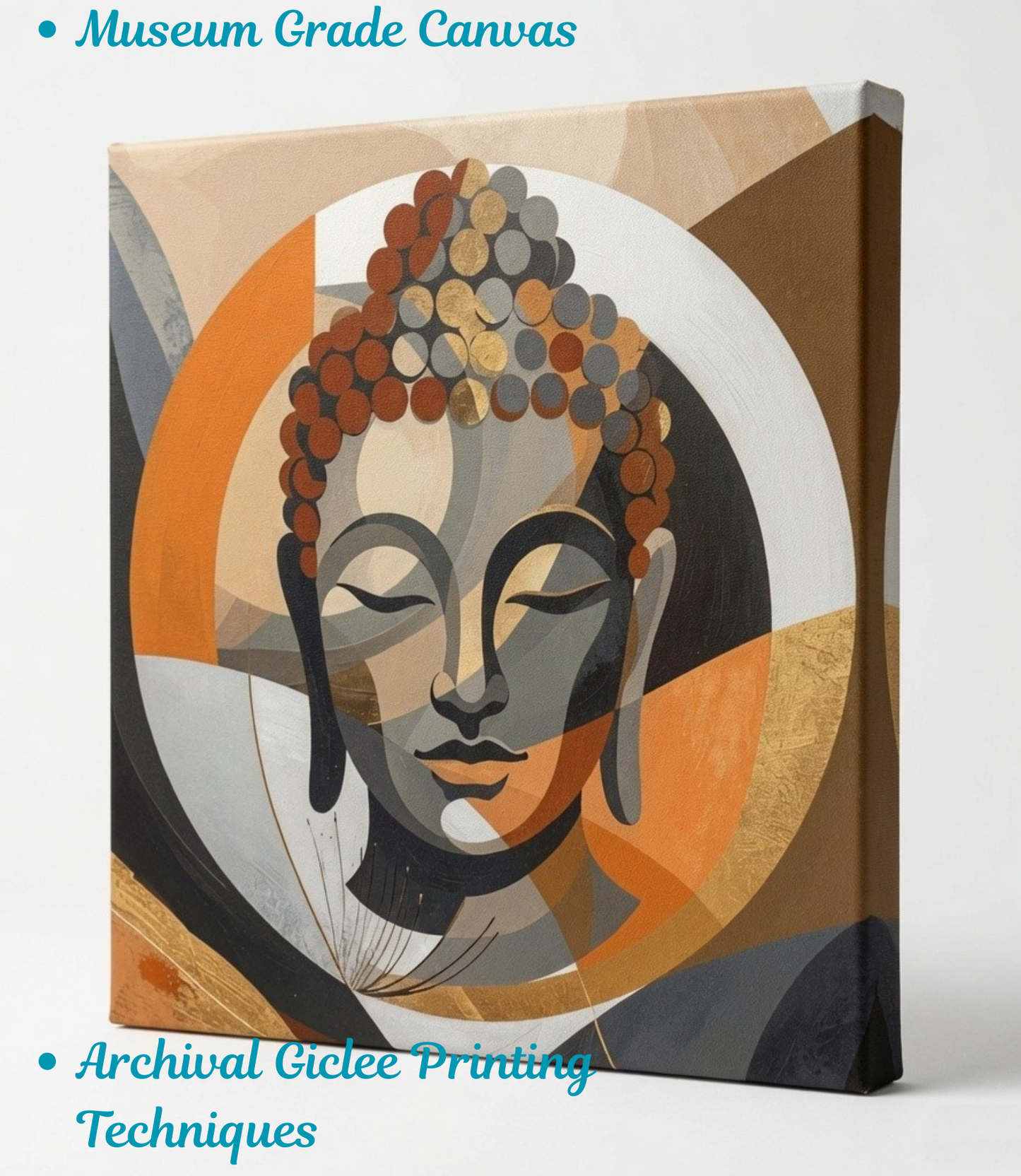 Zen Convergence: Minimalist Terracotta and Charcoal Buddha Face Wall Art