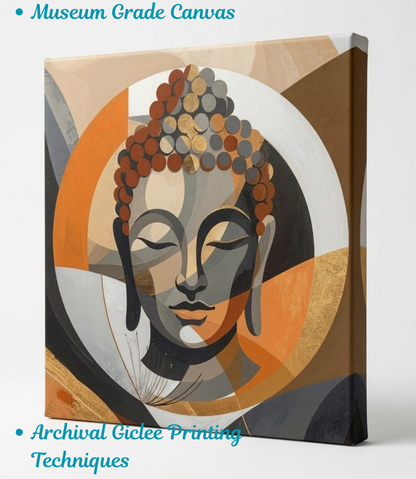 Zen Convergence: Minimalist Terracotta and Charcoal Buddha Face Wall Art