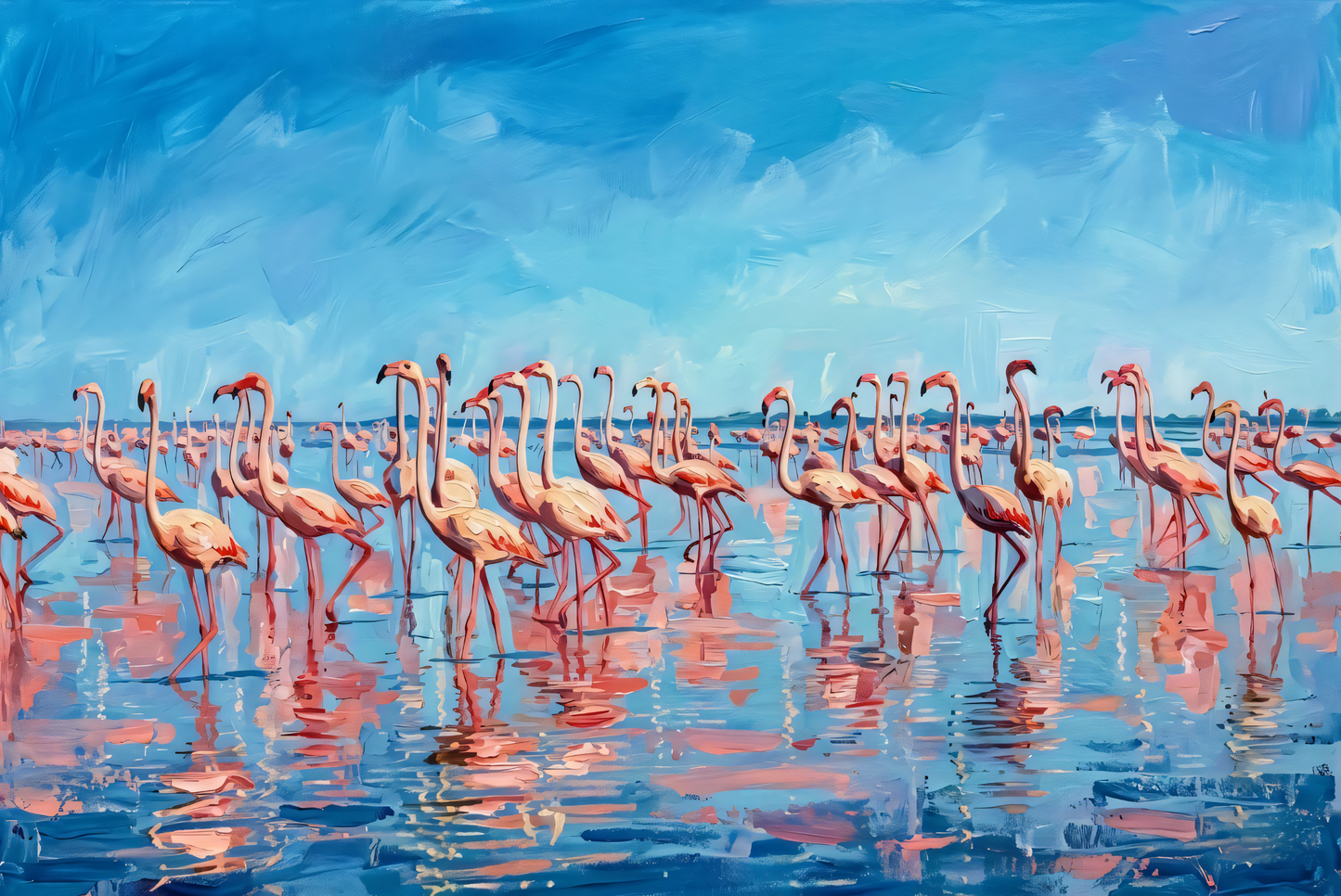 Coral Horizon: Heavy Texture Impasto Coastal Wildlife Wall Art