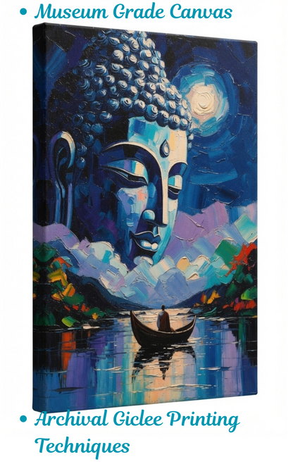 Starry Pilgrimage: Post-Impressionist Night Sky Buddha Wall Art