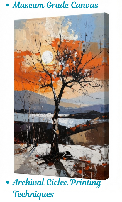 Autumn Solitude: Expressionist Landscape Canvas Art Print