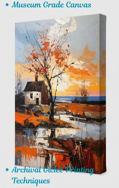 Autumn Solitude: Expressionist Landscape Canvas Art Print