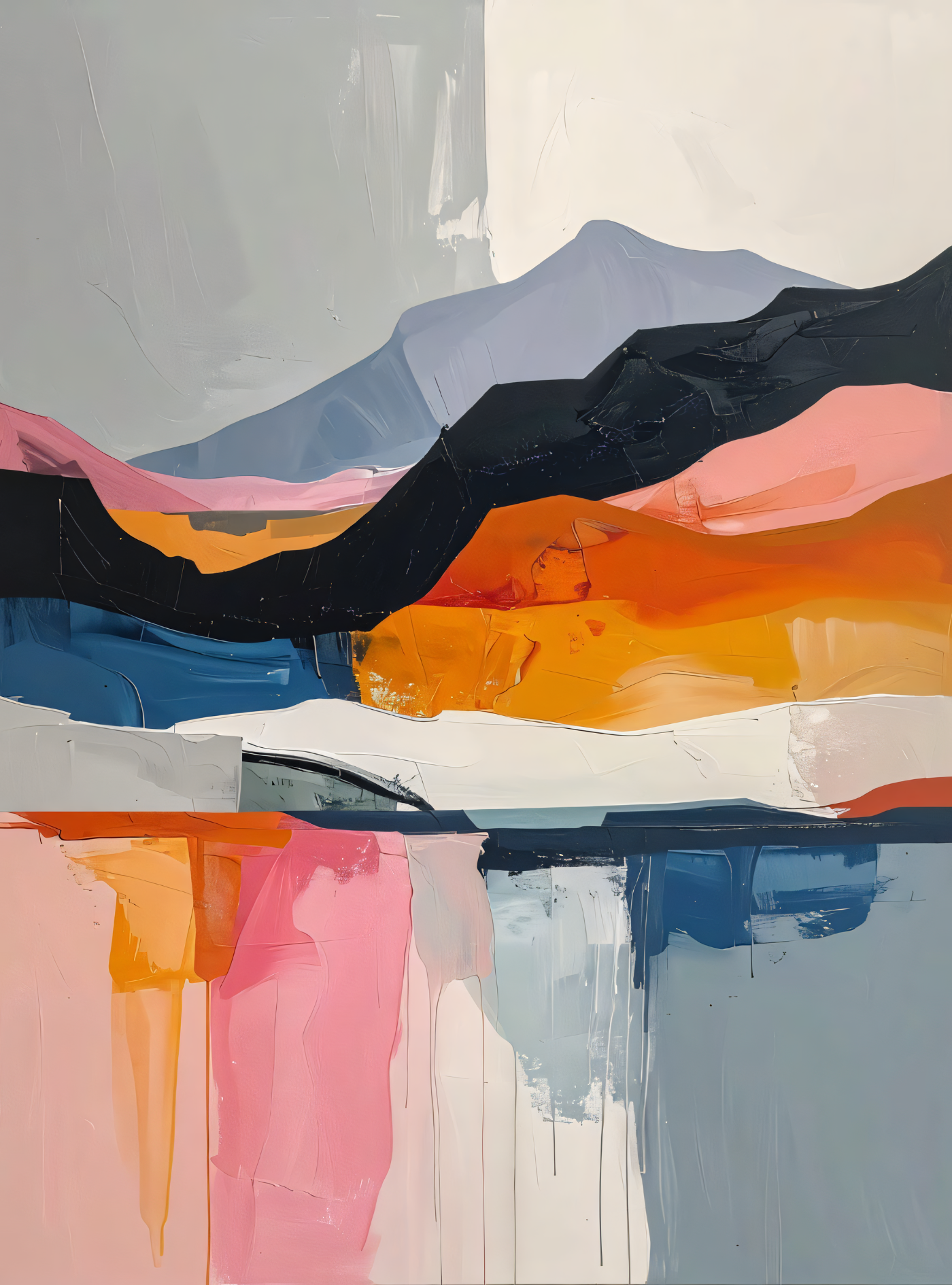 Modern Abstract Mountain Canvas Wall Art - Bold Palette Knife Landscape Print
