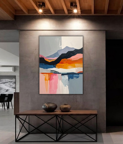 Modern Abstract Mountain Canvas Wall Art - Bold Palette Knife Landscape Print