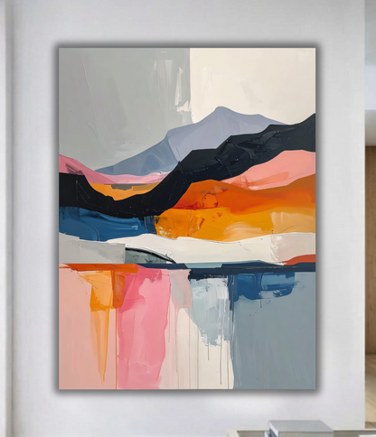 Modern Abstract Mountain Canvas Wall Art - Bold Palette Knife Landscape Print