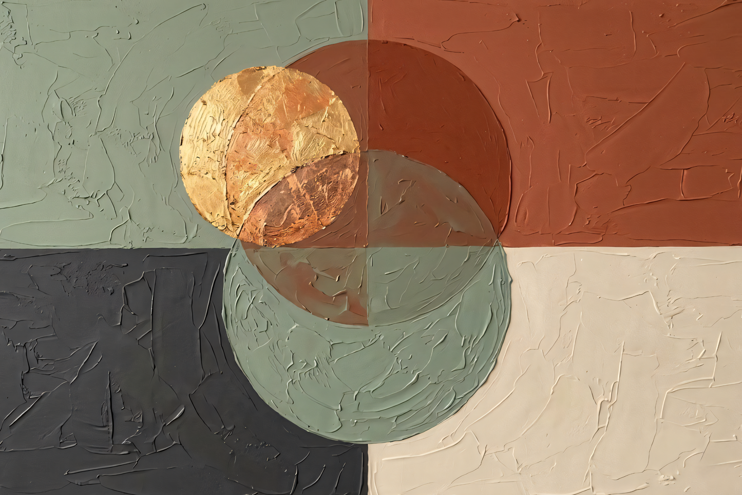 Earth Tone Geometric Abstract Canvas Wall Art - Modern Terracotta & Sage Celestial Print