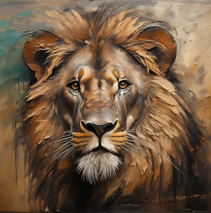 Majestic Lion Portrait Canvas Wall Art - Textured Abstract Wildlife Print