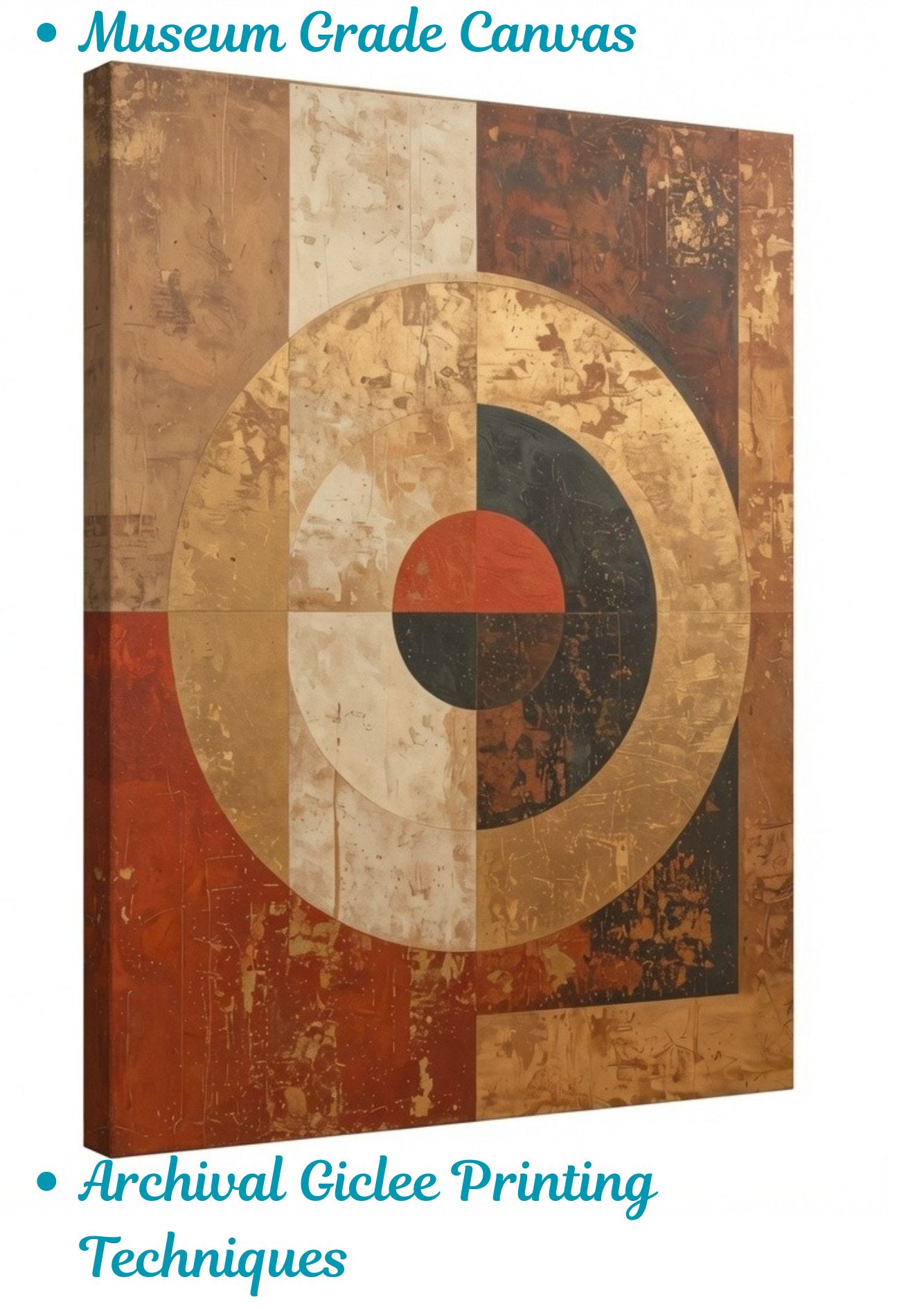 Rustic Geometric Abstract Canvas Wall Art - Distressed Mid-Century Earth Tone Print