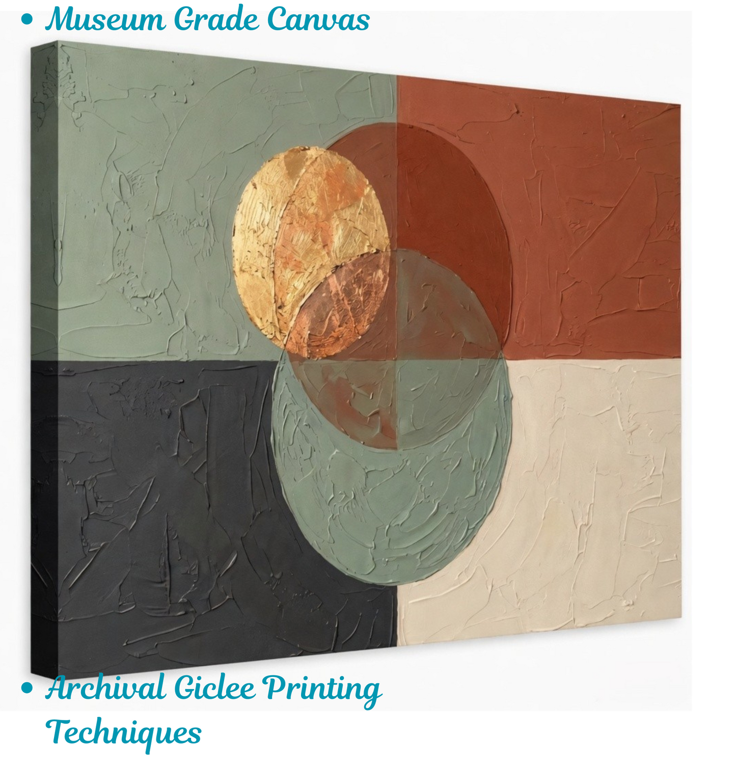 Earth Tone Geometric Abstract Canvas Wall Art - Modern Terracotta & Sage Celestial Print