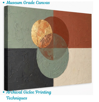 Earth Tone Geometric Abstract Canvas Wall Art - Modern Terracotta & Sage Celestial Print