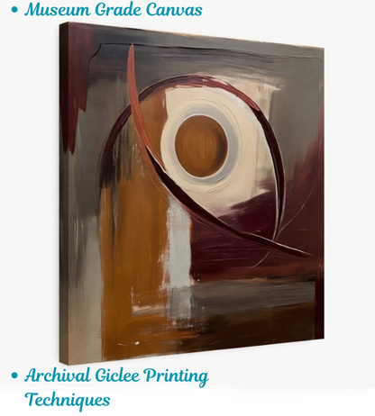 Mid-Century Modern Abstract Canvas Wall Art - Earth Tone Geometric Expressionist Print