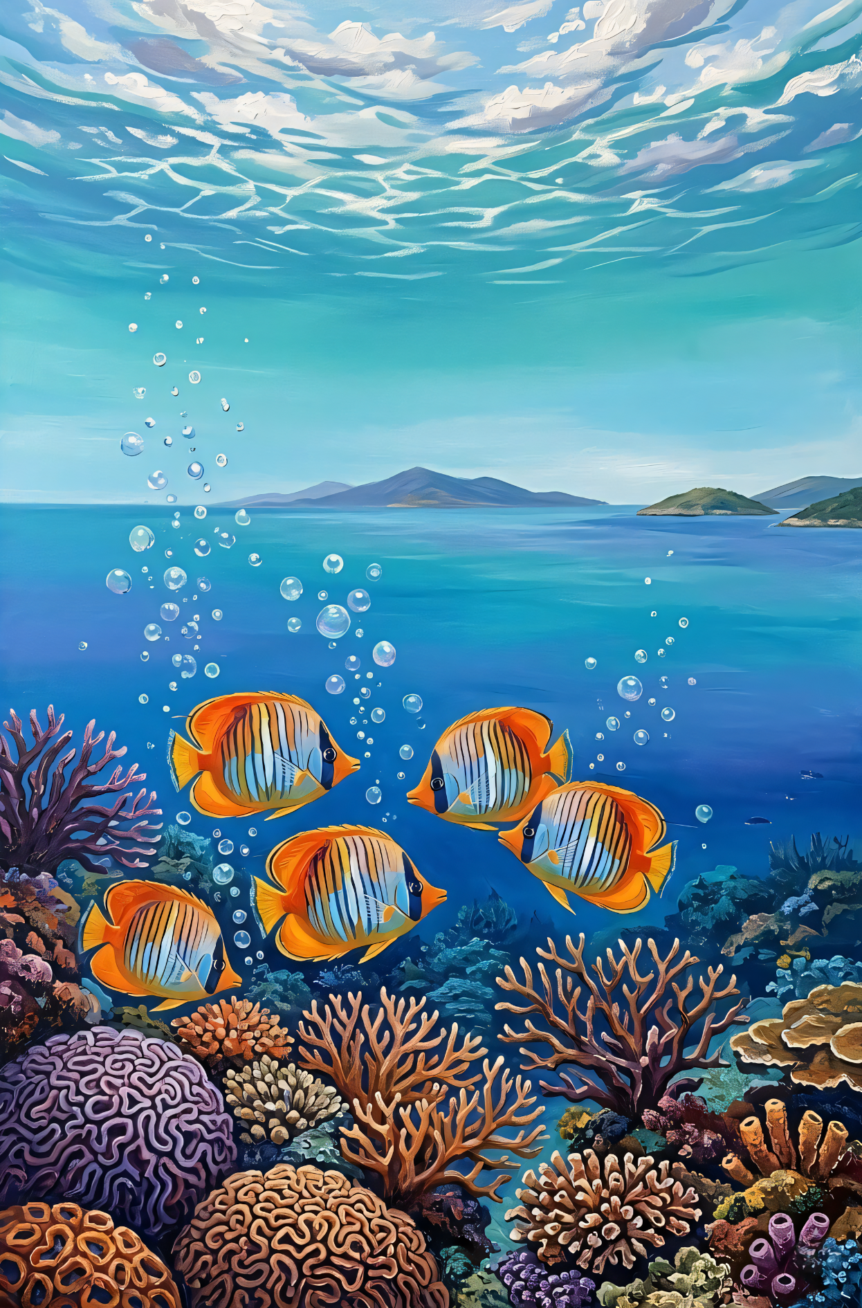 Vibrant Coral Reef Canvas Art Print - Underwater Tropical Fish Wall Decor
