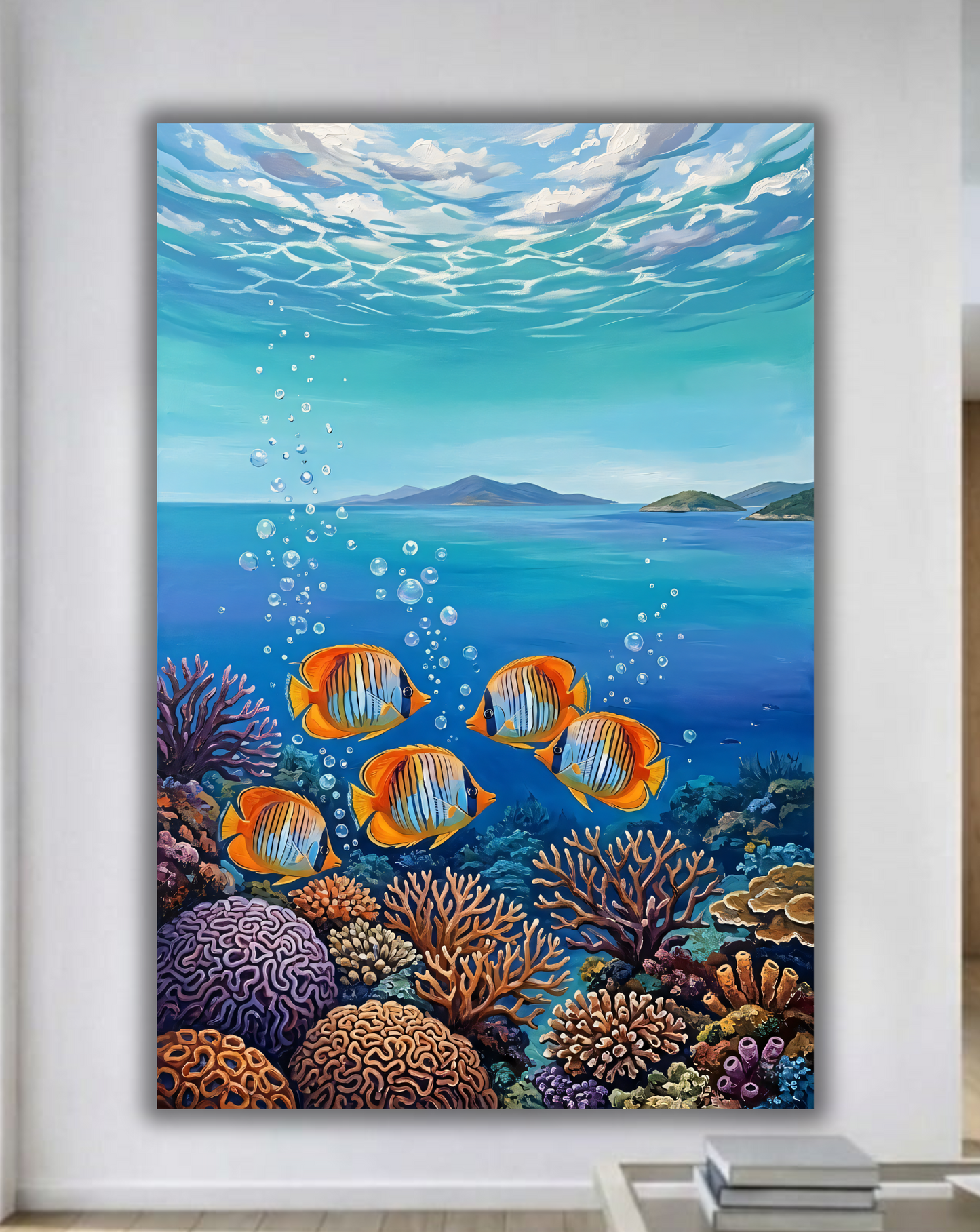 Vibrant Coral Reef Canvas Art Print - Underwater Tropical Fish Wall Decor