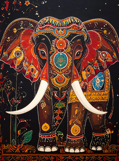 Imperial Splendor Elephant Canvas Art Print - Ornate Indian Wildlife Wall Decor