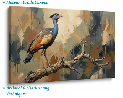 Exotic Wildlife Bird Canvas Art Print - Horizontal Abstract Expressionist Avian Wall Decor