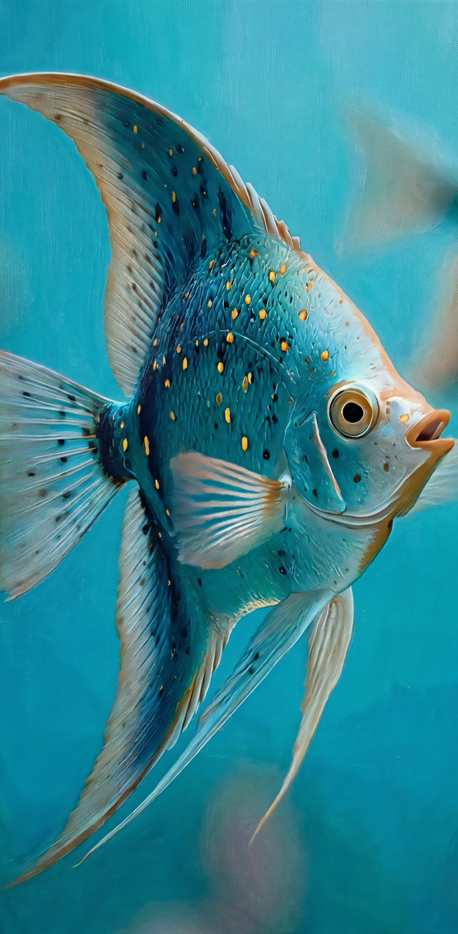 Turquoise Blue Angelfish Canvas Print - Modern Undersea Marine Life Wall Decor