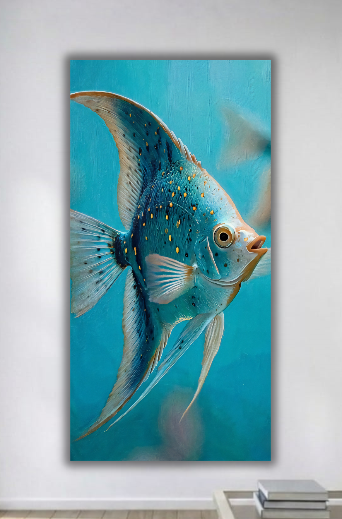 Turquoise Blue Angelfish Canvas Print - Modern Undersea Marine Life Wall Decor