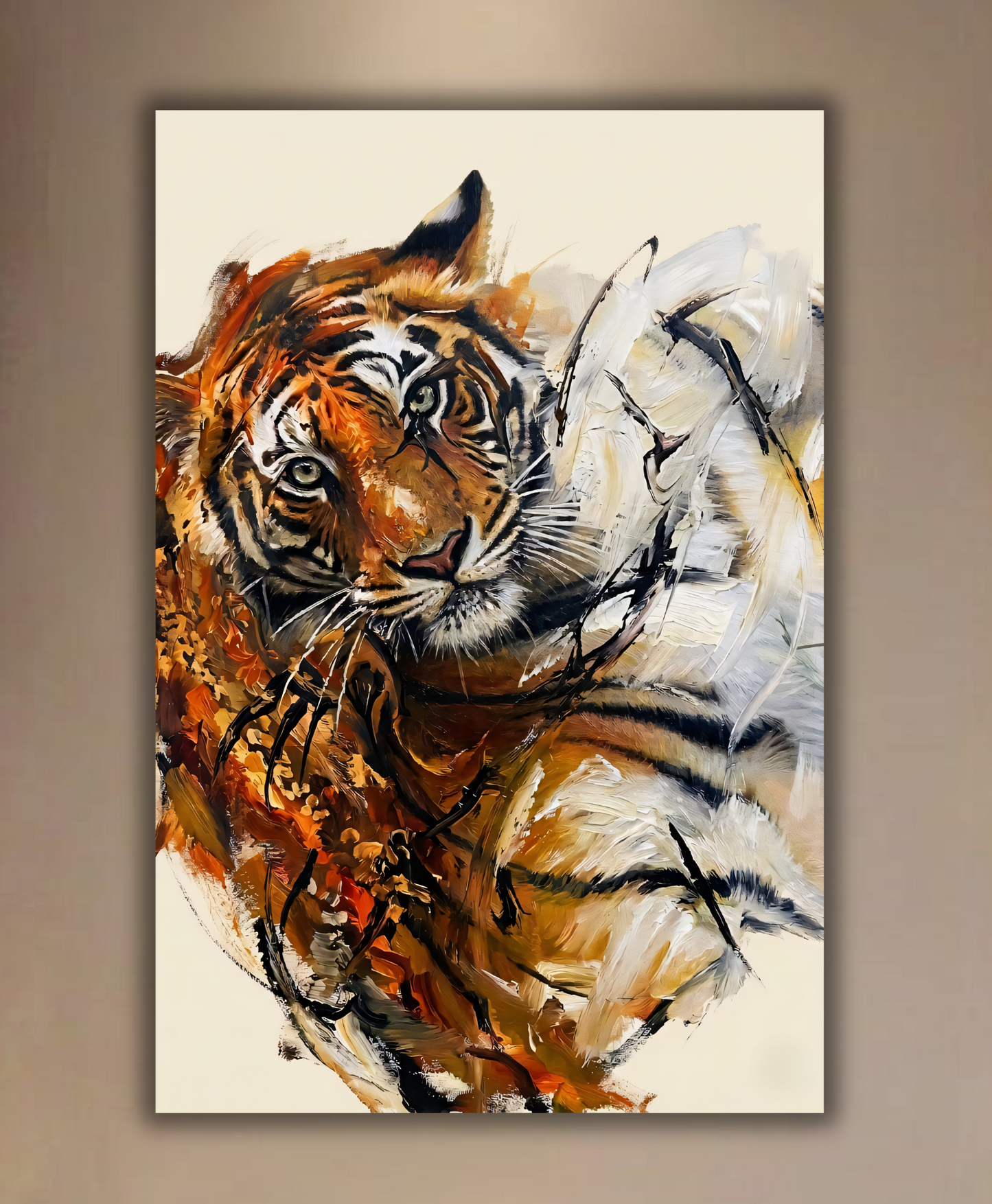 Abstract Tiger Face Canvas Print - Modern Wildcat Palette Knife Impressionist Wildlife Wall Art