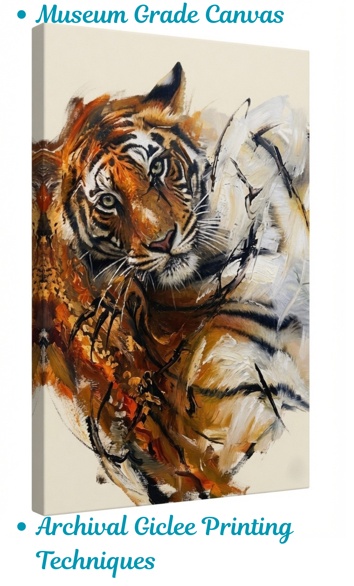Abstract Tiger Face Canvas Print - Modern Wildcat Palette Knife Impressionist Wildlife Wall Art