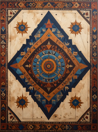 Southwest Geometric Canvas Print Set of 3 - Southwestern Native American Inspired Mosaic Wall Art