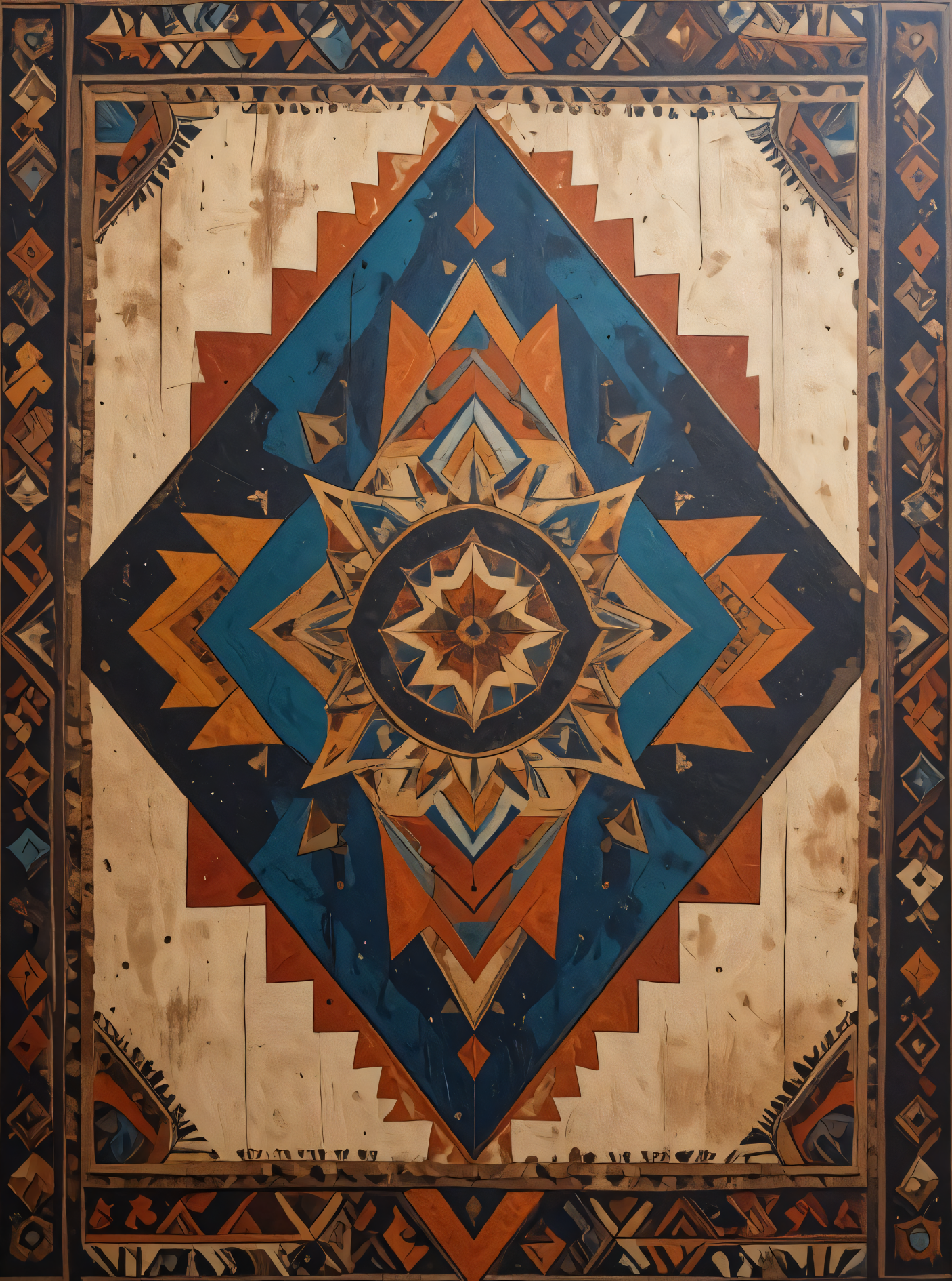Southwest Geometric Canvas Print Set of 3 - Southwestern Native American Inspired Mosaic Wall Art