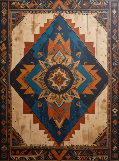 Southwest Geometric Canvas Print Set of 3 - Southwestern Native American Inspired Mosaic Wall Art