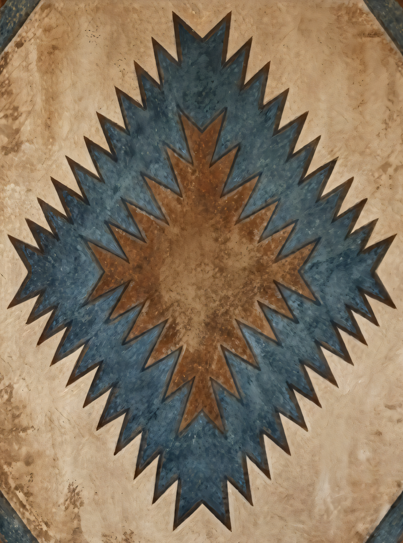 Native American Inspired Geometric Canvas Print Set of 2 - Rust & Indigo Southwestern Wall Art