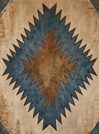 Native American Inspired Geometric Canvas Print Set of 2 - Rust & Indigo Southwestern Wall Art