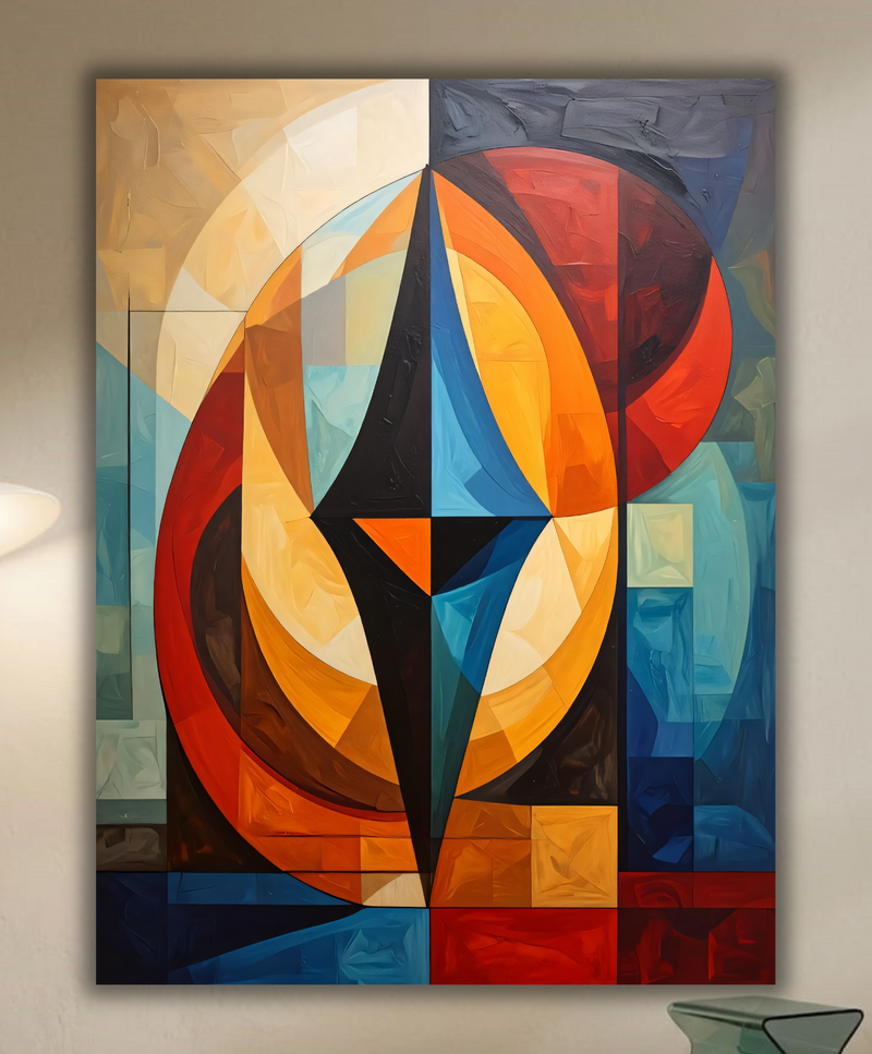 "Abstract Starburst: The Intersection" - Gallery Wrapped Geometric Canvas Print | Premium Contemporary Color Block Wall Decor
