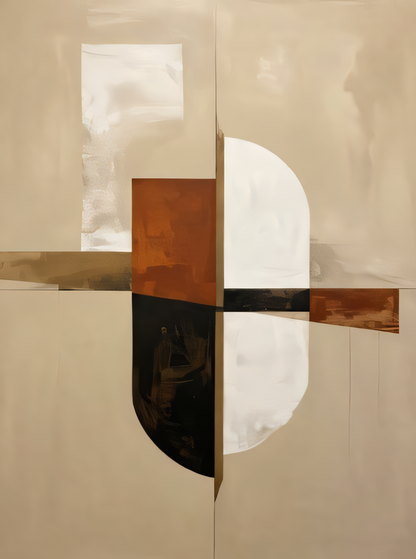 Modern Minimalist Abstract Canvas Print - Warm Neutral Beige & Terracotta Wall Art
