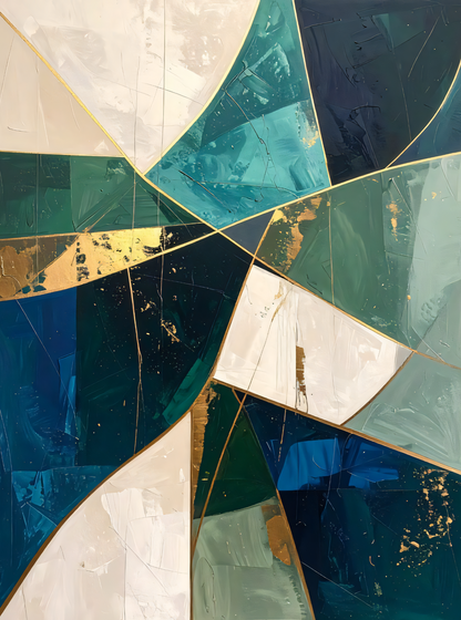 Modern Teal & Gold Abstract Diptych Canvas Print Set - 2-Piece Geometric Wall Art