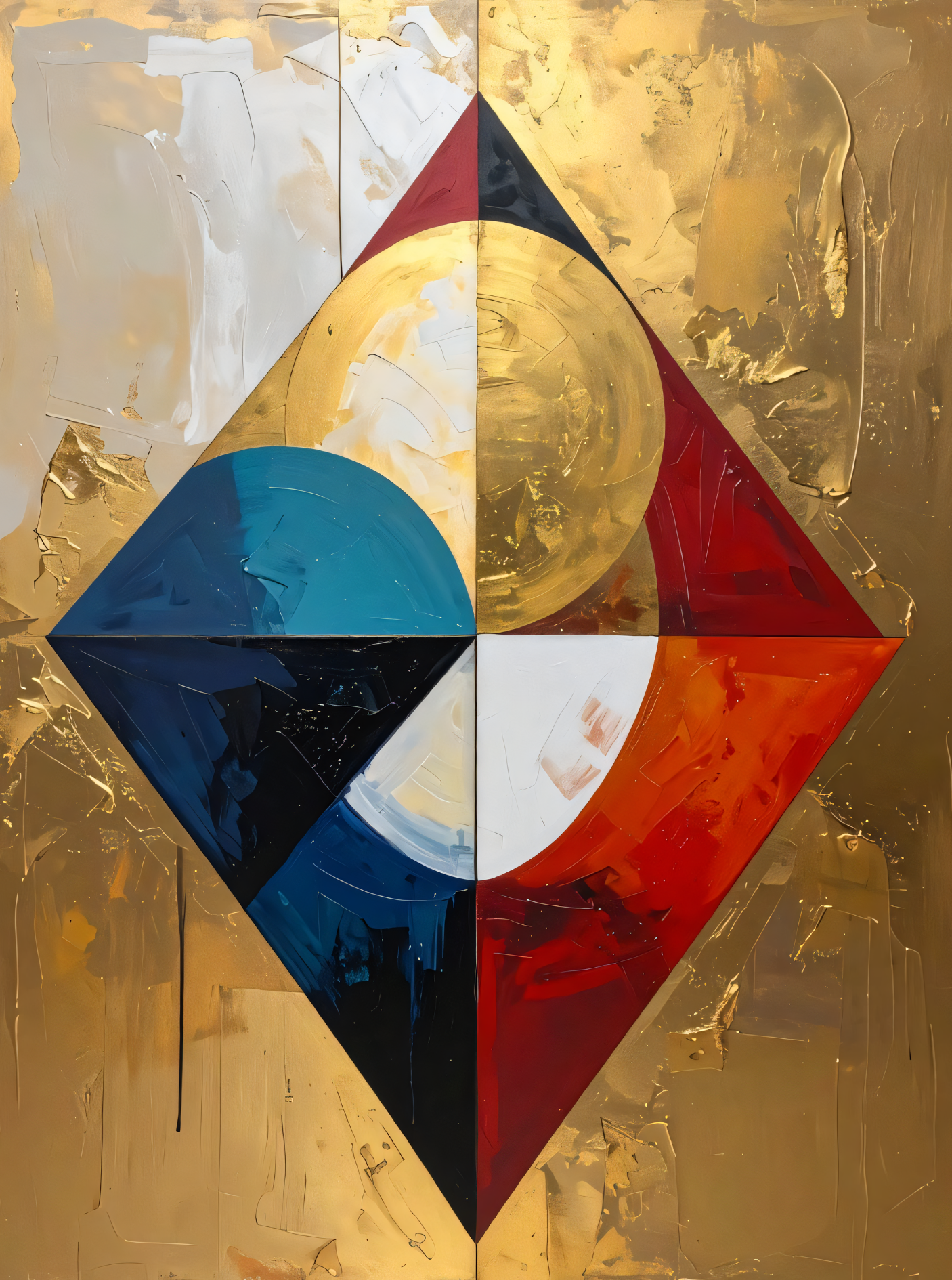 Modern Gold Leaf Inspired Diamond Geometric Canvas Print - Abstract Prism Wall Art