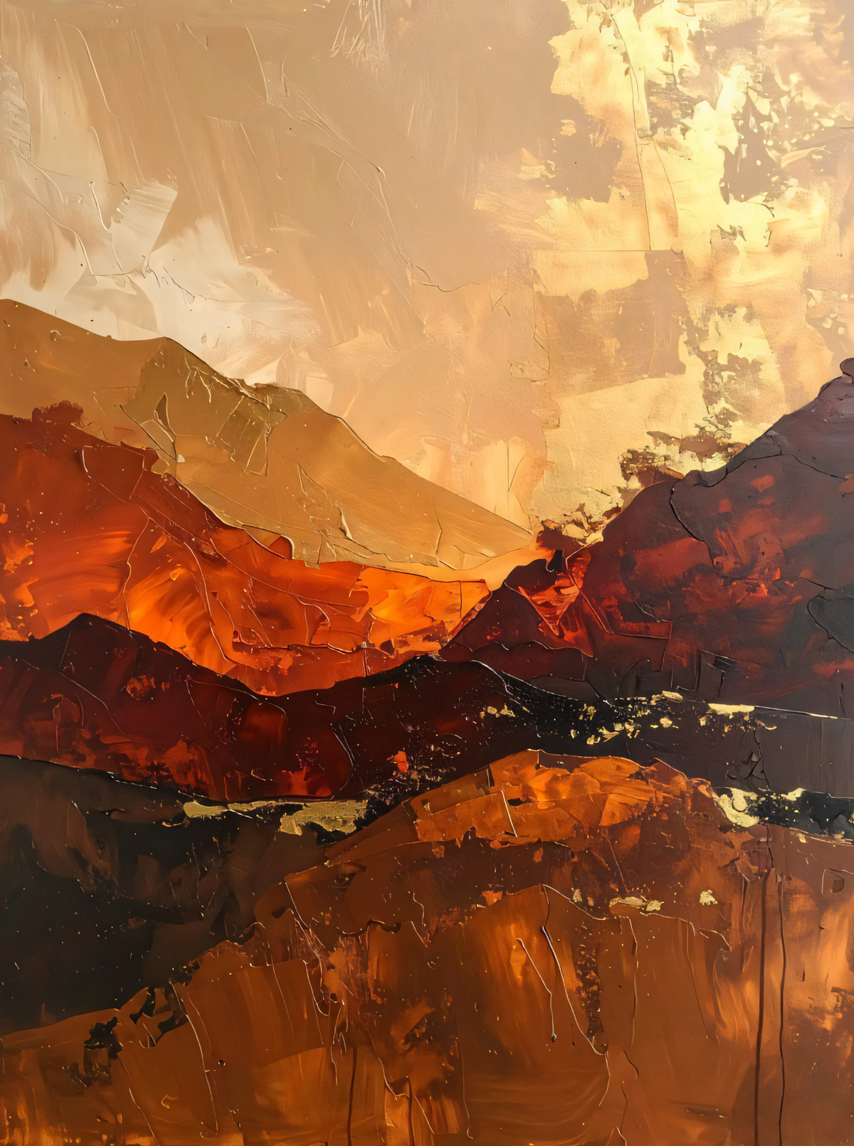 Modern Terracotta & Ochre 2-Piece Canvas Art Set - Abstract Mountain Ridge Diptych Wall Art
