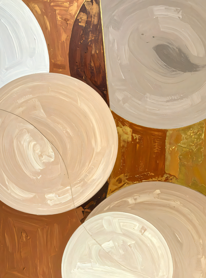Modern Terracotta & Neutral Beige Abstract Canvas Art Set of 2 - Golden-Hued Celestial Geometry Wall Art Diptych
