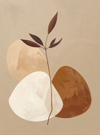 Modern Terracotta & Cream Organic Pebble Canvas Print - Abstract Earth Tone Botanical Wall Art