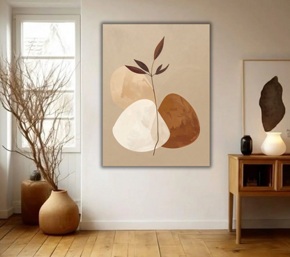 Modern Terracotta & Cream Organic Pebble Canvas Print - Abstract Earth Tone Botanical Wall Art