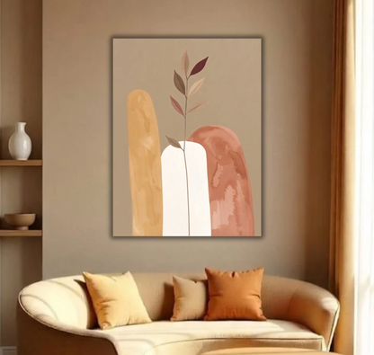 Modern Terracotta & Gold Arches Canvas Print - Abstract Earth Tone Botanical Wall Art