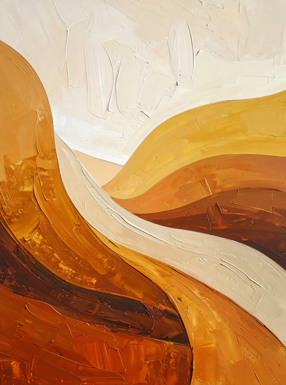 Modern Abstract Earth Tone 3-Piece Canvas Wall Art Set - Warm Ochre, Terracotta & Cream Triptych