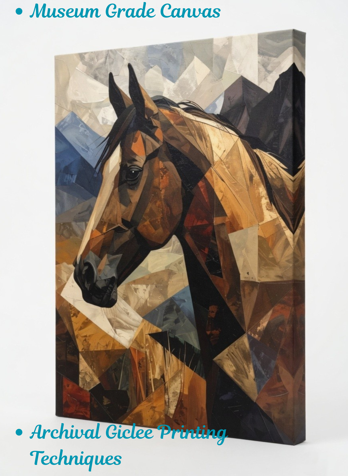 Geometric Spirit: Cubist Horse Profile Canvas Art
