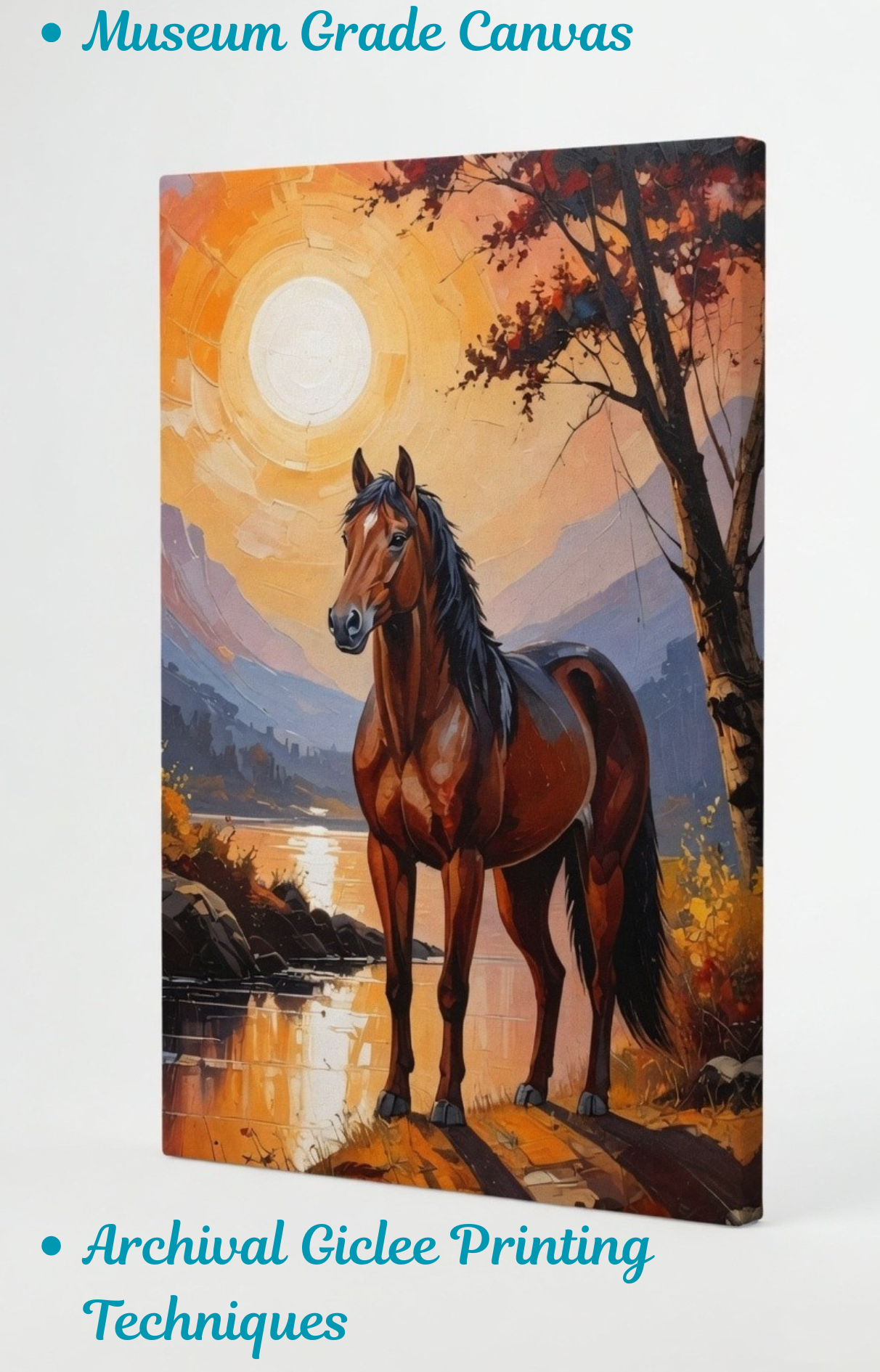 Golden Horizon: Majestic Stallion at Sunset Canvas Ar