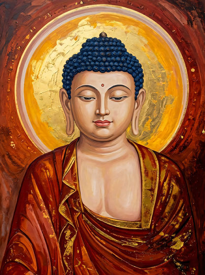 Golden Enlightenment: Sacred Buddha Aura Canvas Art