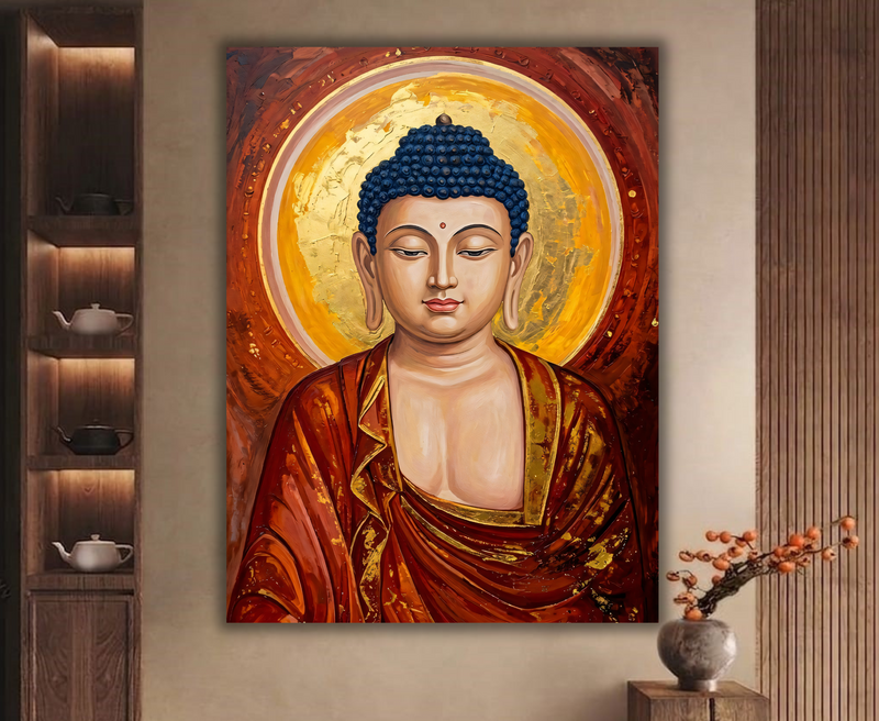 Golden Enlightenment: Sacred Buddha Aura Canvas Art