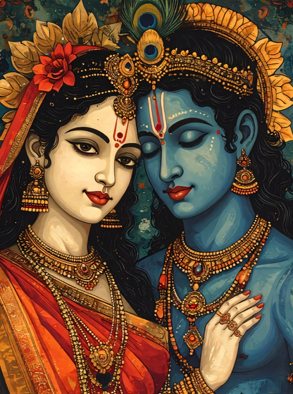 Divine Love: Radha Krishna Eternal Grace Canvas Art